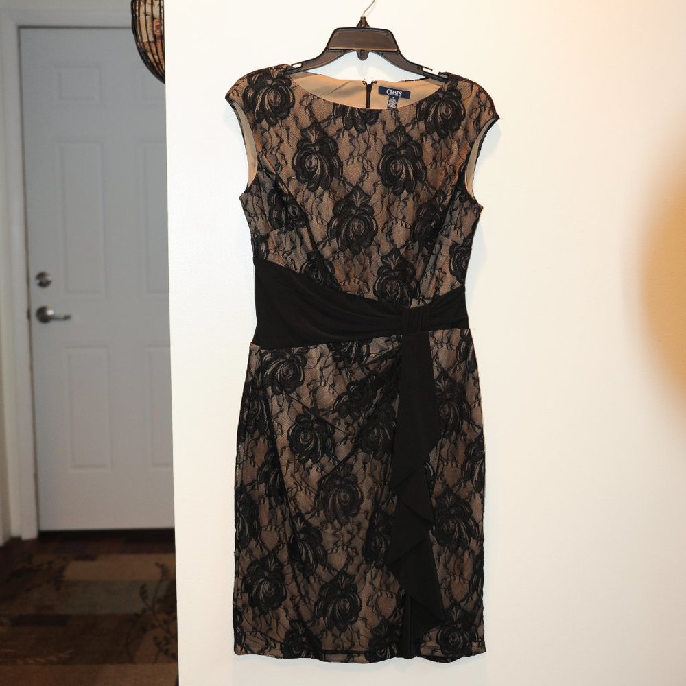 Black Lace over Nude Dress
